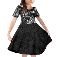 Guam MLK Day Family Matching Off Shoulder Short Dress and Hawaiian Shirt The Legacy Of MLK LT05 Daughter's Dress Black - Polynesian Pride