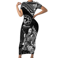 Guam MLK Day Family Matching Short Sleeve Bodycon Dress and Hawaiian Shirt The Legacy Of MLK LT05 Mom's Dress Black - Polynesian Pride