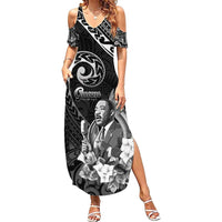 Guam MLK Day Family Matching Summer Maxi Dress and Hawaiian Shirt The Legacy Of MLK LT05 Mom's Dress Black - Polynesian Pride
