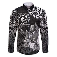 Guam MLK Day Family Matching Tank Maxi Dress and Hawaiian Shirt The Legacy Of MLK LT05 Dad's Shirt - Long Sleeve Black - Polynesian Pride