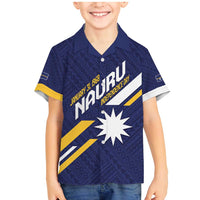 Personalised Happy Nauru Independence Day Family Matching Mermaid Dress and Hawaiian Shirt Polynesian Pattern LT05 Son's Shirt Blue - Polynesian Pride