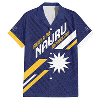 Personalised Happy Nauru Independence Day Family Matching Tank Maxi Dress and Hawaiian Shirt Polynesian Pattern LT05 Dad's Shirt - Short Sleeve Blue - Polynesian Pride