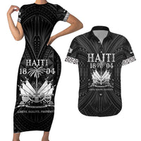 Haiti 1804 Couples Matching Short Sleeve Bodycon Dress and Hawaiian Shirt Polynesian Silver Neg Maron LT05 Silver - Polynesian Pride