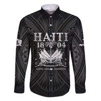 Haiti 1804 Family Matching Puletasi and Hawaiian Shirt Polynesian Silver Neg Maron LT05 Dad's Shirt - Long Sleeve Silver - Polynesian Pride