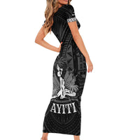 Haiti 1804 Family Matching Short Sleeve Bodycon Dress and Hawaiian Shirt Polynesian Silver Neg Maron LT05 - Polynesian Pride