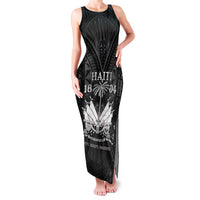 Haiti 1804 Family Matching Tank Maxi Dress and Hawaiian Shirt Polynesian Silver Neg Maron LT05 Mom's Dress Silver - Polynesian Pride