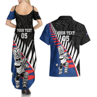 Custom New Zealand Auckland Cricket Couples Matching Summer Maxi Dress and Hawaiian Shirt With Maori Pattern LT05 - Polynesian Pride