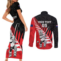 Custom New Zealand Canterbury Cricket Couples Matching Short Sleeve Bodycon Dress and Long Sleeve Button Shirt With Maori Pattern LT05 - Polynesian Pride