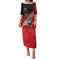 Custom New Zealand Canterbury Cricket Family Matching Puletasi and Hawaiian Shirt With Maori Pattern LT05 Mom's Dress Red - Polynesian Pride