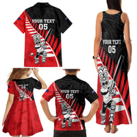 Custom New Zealand Canterbury Cricket Family Matching Tank Maxi Dress and Hawaiian Shirt With Maori Pattern LT05 - Polynesian Pride