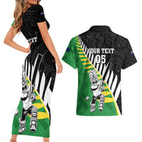 Custom New Zealand Central Districts Cricket Couples Matching Short Sleeve Bodycon Dress and Hawaiian Shirt With Maori Pattern LT05 - Polynesian Pride