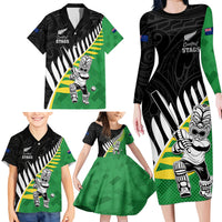 Custom New Zealand Central Districts Cricket Family Matching Long Sleeve Bodycon Dress and Hawaiian Shirt With Maori Pattern LT05 - Polynesian Pride