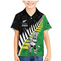 Custom New Zealand Central Districts Cricket Family Matching Mermaid Dress and Hawaiian Shirt With Maori Pattern LT05 Son's Shirt Green - Polynesian Pride