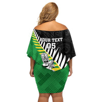 Custom New Zealand Central Districts Cricket Family Matching Off Shoulder Short Dress and Hawaiian Shirt With Maori Pattern LT05 - Polynesian Pride