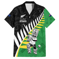 Custom New Zealand Central Districts Cricket Family Matching Puletasi and Hawaiian Shirt With Maori Pattern LT05 Dad's Shirt - Short Sleeve Green - Polynesian Pride