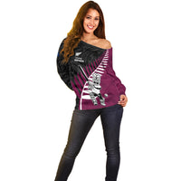 Custom New Zealand Northern Districts Cricket Off Shoulder Sweater With Maori Pattern
