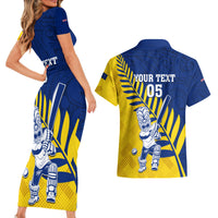 Custom New Zealand Otago Cricket Couples Matching Short Sleeve Bodycon Dress and Hawaiian Shirt With Maori Pattern LT05 - Polynesian Pride