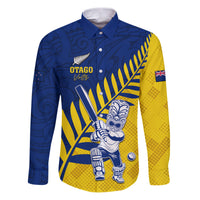 Custom New Zealand Otago Cricket Family Matching Puletasi and Hawaiian Shirt With Maori Pattern LT05 Dad's Shirt - Long Sleeve Yellow - Polynesian Pride