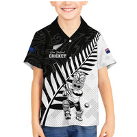 Custom New Zealand Cricket Family Matching Mermaid Dress and Hawaiian Shirt With Maori Pattern LT05 Son's Shirt Black - Polynesian Pride
