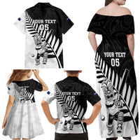Custom New Zealand Cricket Family Matching Off Shoulder Maxi Dress and Hawaiian Shirt With Maori Pattern LT05 - Polynesian Pride