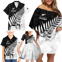 Custom New Zealand Cricket Family Matching Off Shoulder Short Dress and Hawaiian Shirt With Maori Pattern LT05 - Polynesian Pride
