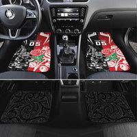 New Zealand And England Rugby Car Mats Maori Tiki With Red Rose Together LT05 Set 4pcs Red - Polynesian Pride