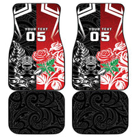 New Zealand And England Rugby Car Mats Maori Tiki With Red Rose Together LT05 - Polynesian Pride