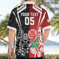 New Zealand And England Rugby Custom Hawaiian Shirt Maori Tiki With Red Rose Together LT05 - Polynesian Pride