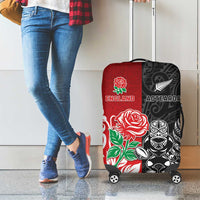 New Zealand And England Rugby Luggage Cover Maori Tiki With Red Rose Together LT05 - Polynesian Pride