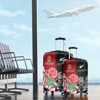New Zealand And England Rugby Luggage Cover Maori Tiki With Red Rose Together LT05 - Polynesian Pride