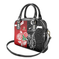New Zealand And England Rugby Shoulder Handbag Maori Tiki With Red Rose Together LT05 - Polynesian Pride