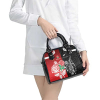 New Zealand And England Rugby Shoulder Handbag Maori Tiki With Red Rose Together LT05 - Polynesian Pride