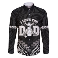 Personalised Happy Father's Day Family Matching Mermaid Dress and Hawaiian Shirt I Love You Dad Polynesian Style LT05 Dad's Shirt - Long Sleeve Black - Polynesian Pride