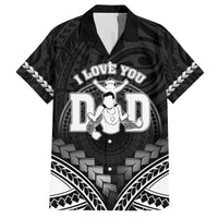 Personalised Happy Father's Day Family Matching Off Shoulder Short Dress and Hawaiian Shirt I Love You Dad Polynesian Style LT05 Dad's Shirt - Short Sleeve Black - Polynesian Pride