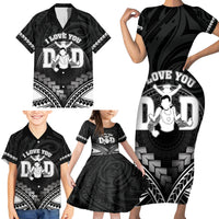 Personalised Happy Father's Day Family Matching Short Sleeve Bodycon Dress and Hawaiian Shirt I Love You Dad Polynesian Style LT05 - Polynesian Pride
