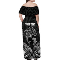 Personalised Happy Father's Day Off Shoulder Maxi Dress I Love You Dad Polynesian Style