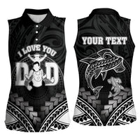 Personalised Happy Father's Day Women Sleeveless Polo Shirt I Love You Dad Polynesian Style LT05 - Polynesian Pride