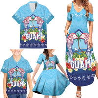 Guam Chamorro Family Matching Summer Maxi Dress and Hawaiian Shirt Tribal Latte Stone With Dolphins Blue LT05 - Polynesian Pride