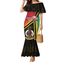Happy Vanuatu Constitution Day Family Matching Mermaid Dress and Hawaiian Shirt Flag Style With Sand Drawing Pattern LT05 Mom's Dress Red - Polynesian Pride