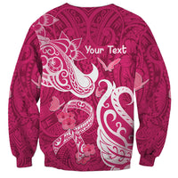 Personalized Breast Cancer Awareness Sweatshirt Ribbon Polynesian Pattern Pink Version LT05 - Polynesian Pride