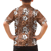 Hawaii Vintage Brown Hibiscus Tapa Pattern Family Matching Summer Maxi Dress and Hawaiian Shirt LT05 - Polynesian Pride