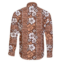 Hawaii Vintage Brown Hibiscus Tapa Pattern Family Matching Summer Maxi Dress and Hawaiian Shirt LT05 - Polynesian Pride