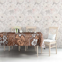 Hawaii Vintage Brown Hibiscus Tapa Pattern Tablecloth