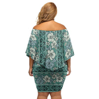 Hawaii Vintage Green Hibiscus Tapa Pattern Family Matching Off Shoulder Short Dress and Hawaiian Shirt LT05 - Polynesian Pride