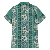 Hawaii Vintage Green Hibiscus Tapa Pattern Family Matching Short Sleeve Bodycon Dress and Hawaiian Shirt LT05 - Polynesian Pride