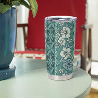 Hawaii Vintage Green Hibiscus Tapa Pattern Tumbler Cup