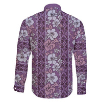 Hawaii Vintage Violet Hibiscus Tapa Pattern Family Matching Long Sleeve Bodycon Dress and Hawaiian Shirt LT05 - Polynesian Pride