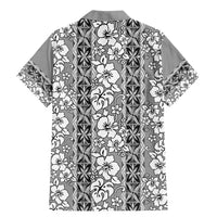 Hawaii Vintage Gray Hibiscus Tapa Pattern Family Matching Mermaid Dress and Hawaiian Shirt LT05 - Polynesian Pride