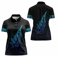 Aotearoa New Zealand Women Polo Shirt Koru Fern Blue Gradient