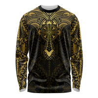 Personalized Polynesia Long Sleeve Shirt With Christian Cross LT05 Unisex Gold - Polynesian Pride